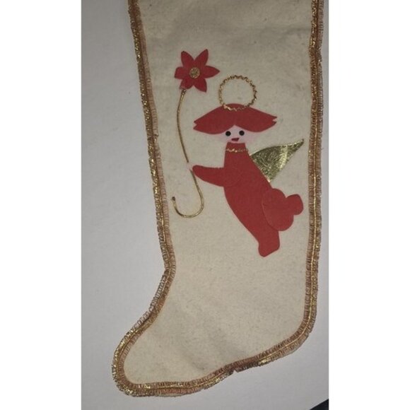 Lot Of 2 Handmade Felt Xmas Stockings Pixies Fairies Red White - Picture 4 of 16